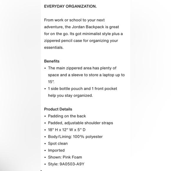 JORDAN‎ Air School Backpack with Pencil Case in Pink Foam - Picture 10 of 10